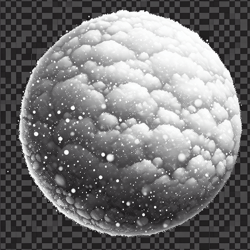 transparent snow sphere.
Single Game Texture. In-Game asset. 2d. Blank background. High contrast. No shadows.