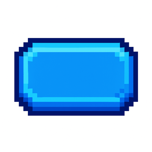 Crea un botón de color azul pixel.
In-Game asset.  2d.  High contrast.  No shadows