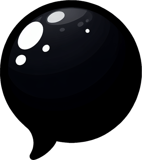 Totally black circular Cartoon bubble on transparent background.
Single Game Texture. In-Game asset. 2d. Blank background. High contrast. No shadows.