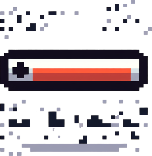 create a 2d pixel healthbar.
Single Game Texture. In-Game asset. 2d. Blank background. High contrast. No shadows.