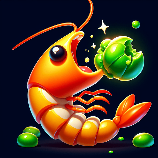 A tender morsel of delicious plankton. cartoon, shiny, no background. bright orange and yellow shrimp.
Single Game Texture. In-Game asset. 2d. Blank background. High contrast. No shadows.