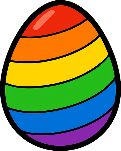 A Rainbow egg.
In-Game asset.  2d.  High contrast.  No shadows