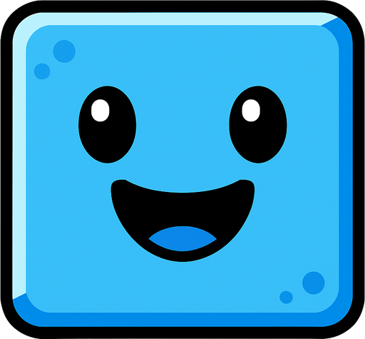 Happy blue block.
In-Game asset.  2d.  High contrast.  No shadows