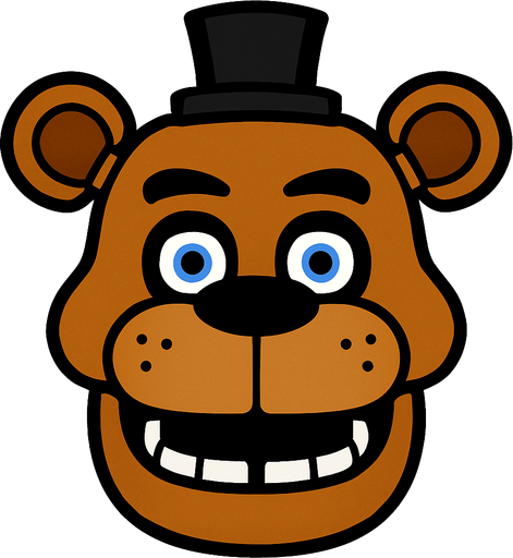 Mascara de Freddy Fazbear.
In-Game asset.  2d.  High contrast.  No shadows