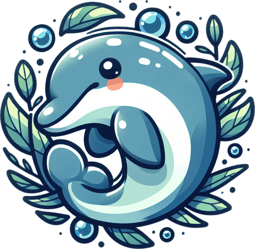 Tender dolphin.
Single Game Texture.  In-Game asset.  2d.  Blank background.  High contrast.  No shadows