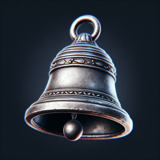 a little bell Single Game Texture. In-Game asset. 2d. Blank background. High contrast. No shadows.