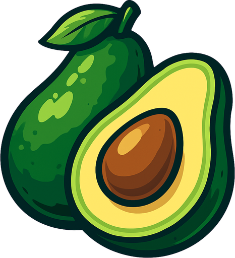 avocado.
In-Game asset.  2d.  High contrast.  No shadows