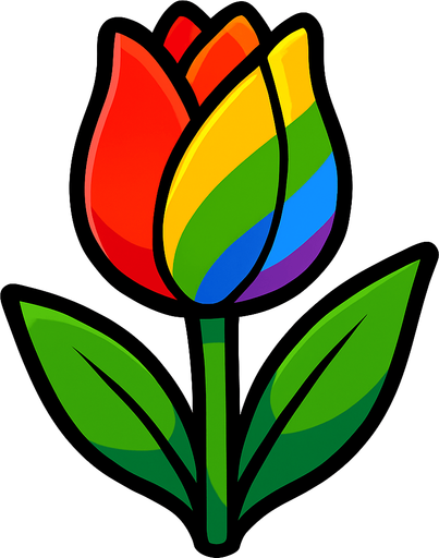 Rainbow tulip.
In-Game asset.  2d.  High contrast.  No shadows