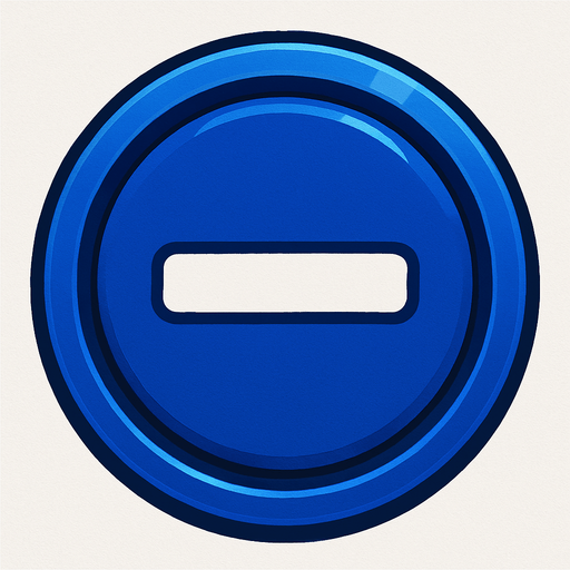 Un boton azul fuerte tipo Casino que diga "-".
In-Game asset.  2d.  High contrast.  No shadows