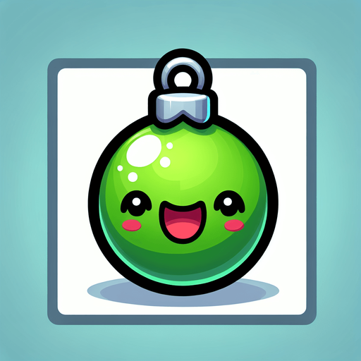 Perfectly square bright green Christmas decoration with cute happyy face. Cartoon style. Cute art style. Simple vector style. No Shadows.
Single Game Texture. In-Game asset. 2d. Blank background. High contrast. No shadows.