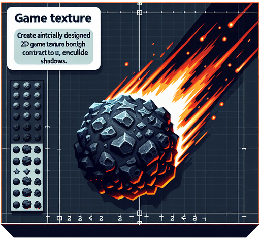 Meteor, highly detailed Single Game Texture. In-Game asset. 2d. Blank background. High contrast. No shadows.