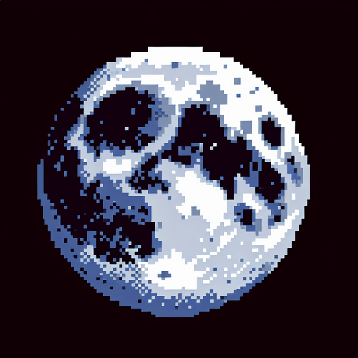 pixel art moon.
Single Game Texture. In-Game asset. 2d. Blank background. High contrast. No shadows.
