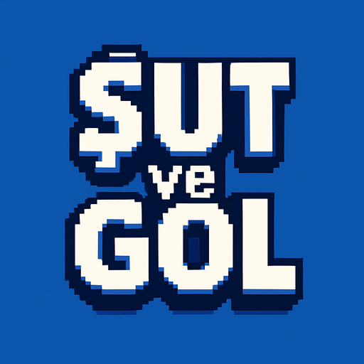 fancy pixelart title have shadow and white letters. text is  "ŞUT ve GOL".
In-Game asset.  2d.  High contrast.  No shadows