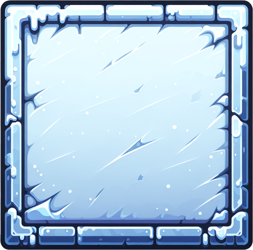 Frozen blank backboard rectangle. Cartoon. Single Game Texture. In-Game asset. 2d. Blank background. High contrast. No shadows. No outlines.