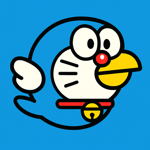 crate doraemon flapi bird.
In-Game asset.  2d.  High contrast.  No shadows