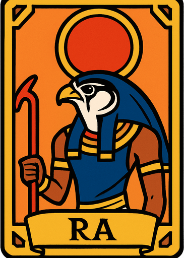 egypt god ra card.
In-Game asset.  2d.  High contrast.  No shadows