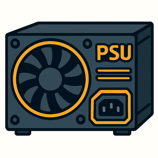 PSU bilgisayar Parçası.
In-Game asset.  2d.  High contrast.  No shadows