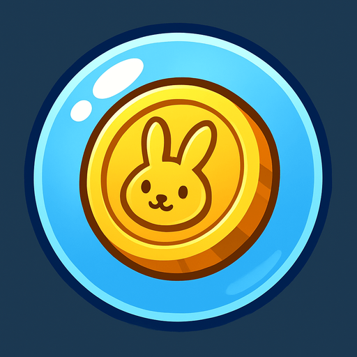 a bubble with a bunny gold coin inside.
In-Game asset.  2d.  High contrast.  No shadows