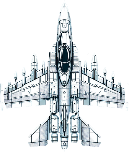 2d view of a fighter plane top view.
Single Game Texture. In-Game asset. 2d. Blank background. High contrast. No shadows.