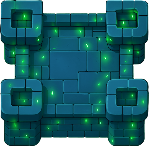 bu kulenin rasgele noktalarına parlak yeşil ışıklar ekle (duvarlarına sadece!) duvarları mavi yap