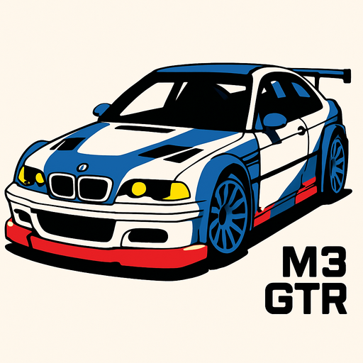 BMW M3 gtr.
In-Game asset.  2d.  High contrast.  No shadows