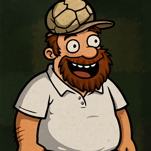 Crazy Dave del juego plantas vs zombies con cara alegre y con una pelota desinflada en la cabeza.
In-Game asset.  2d.  High contrast