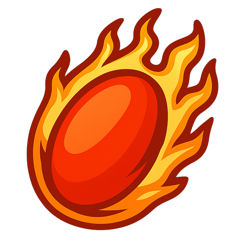 red oval fire ball.
In-Game asset.  2d.  High contrast.  No shadows