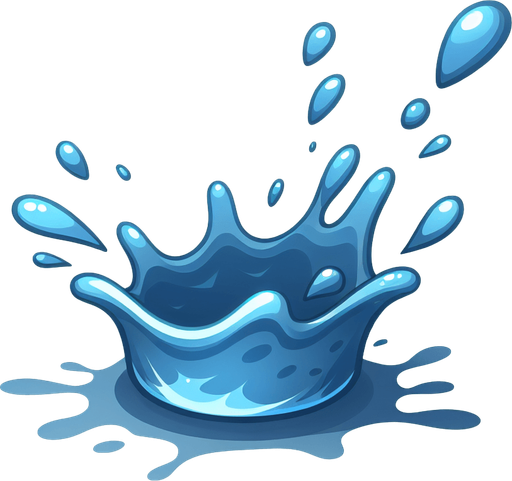 Small splash in water.
Single Game Texture.  In-Game asset.  2d.  Blank background.  High contrast.  No shadows