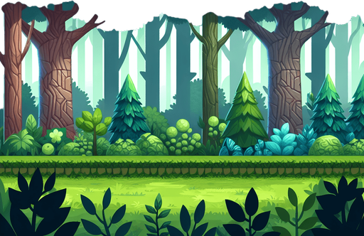 The theme of forest.
Single Game Texture. In-Game asset. 2d. Blank background. High contrast. No shadows.