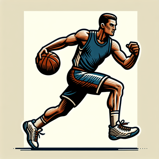 basketball player.
Single Game Texture. In-Game asset. 2d. Blank background. High contrast. No shadows.