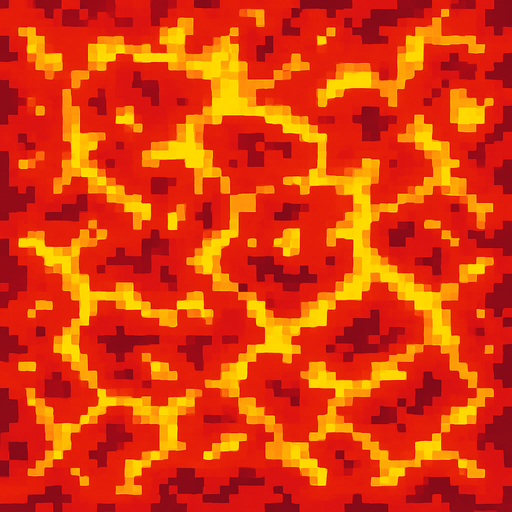 Make a 2d top-down pixelated flat image of Lava.
In-Game asset.  2d.  High contrast.  No shadows