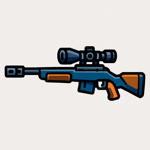 Sniper rifle.
In-Game asset.  2d.  High contrast.  No shadows