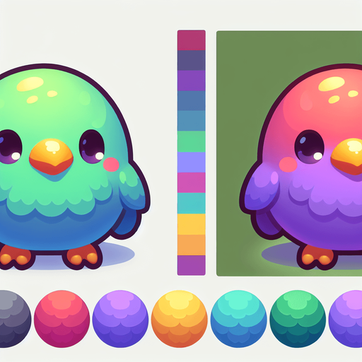 Make a cute bird.
Single Game Texture. In-Game asset. 2d. Blank background. High contrast. No shadows.