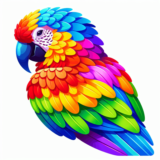 a colorful parrot.
Single Game Texture.  In-Game asset.  2d.  Blank background.  High contrast.  No shadows
