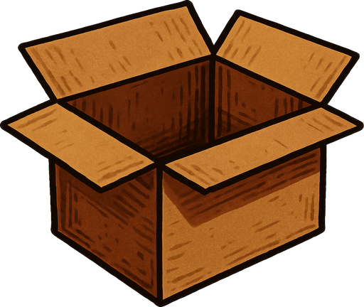 dikdörtgen bir biçimde ağzı açık karton kutu gerçekçi olsun.
In-Game asset.  2d.  High contrast.  No shadows