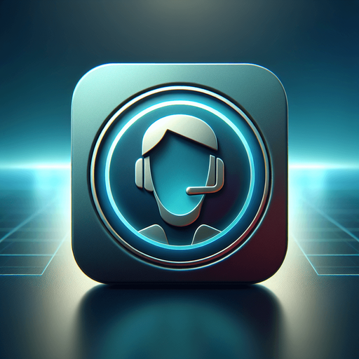 A square app store icon with rounded edges, designed for a Contacts List app with a subtle futuristic touch. The icon features a clean human avatar face in the center, outlined with smooth lines and a soft glow. The avatar is wearing a minimalist headset, hinting at communication functionality. The background is a gradient of deep blue to teal, with faint light effects to suggest a modern and slightly futuristic aesthetic.
Single Game Texture. In-Game asset. 2d. Blank background. High contrast. No shadows.