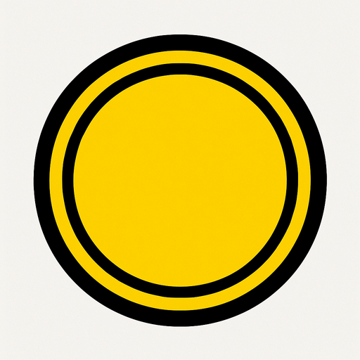 yellow circle button.
In-Game asset.  2d.  High contrast.  No shadows