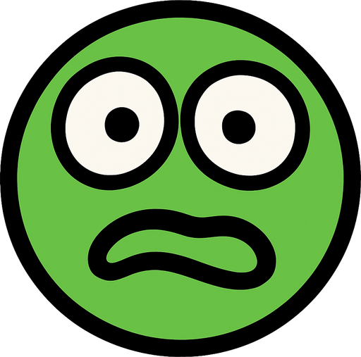 yüzü gözü olan salak salak bakan yuvarlak yeşil yüz.
In-Game asset.  2d.  High contrast.  No shadows