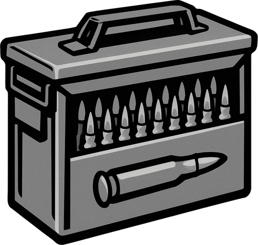 ammo box but gray.
In-Game asset.  2d.  High contrast.  No shadows