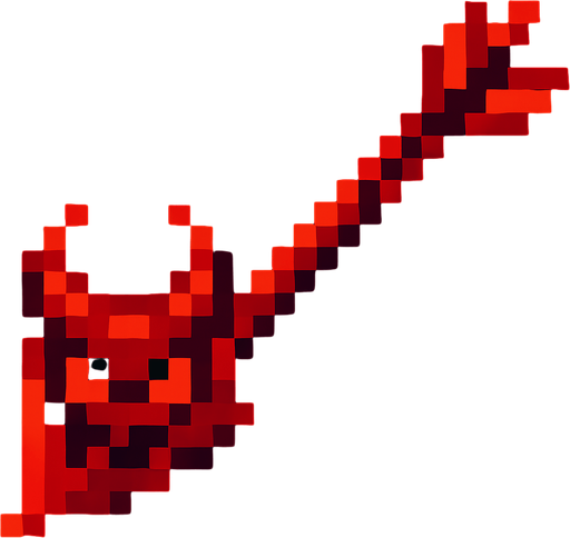 Flecha maligna, de color rojo, pixelar.
In-Game asset.  2d.  High contrast.  No shadows