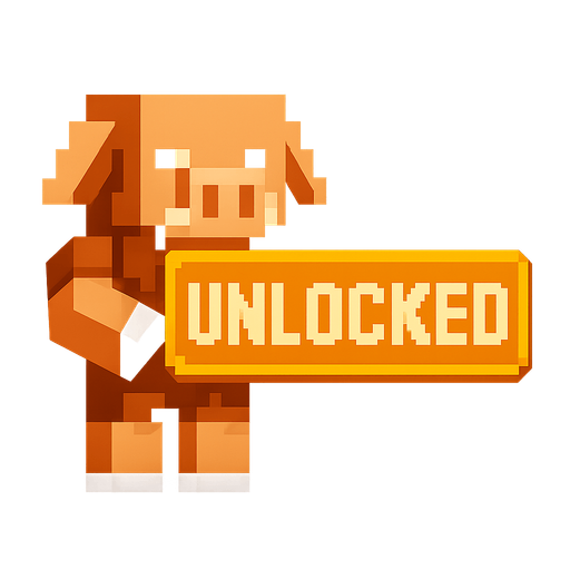 Piglin unlocked button.
In-Game asset.  2d.  High contrast.  No shadows
