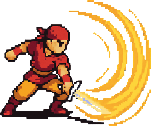 pixel art, swordsman attack, send shockwaves.
In-Game asset.  2d.  High contrast.  No shadows