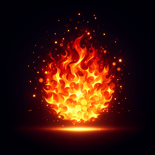 Fire particle. Single Game Texture. In-Game asset. 2d. black background. High contrast. No shadows.