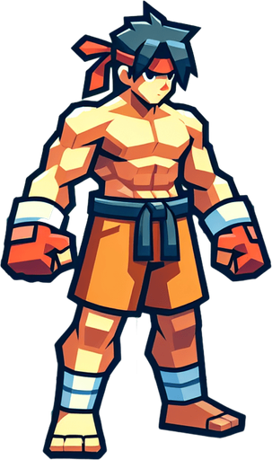 fighter.
Single Game Texture. In-Game asset. 2d. Blank background. High contrast. No shadows.