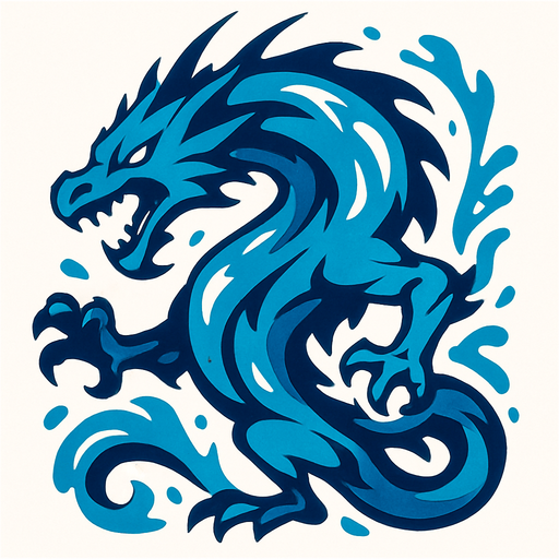 Dragon farouche de l'eau.
In-Game asset.  2d.  High contrast.  No shadows