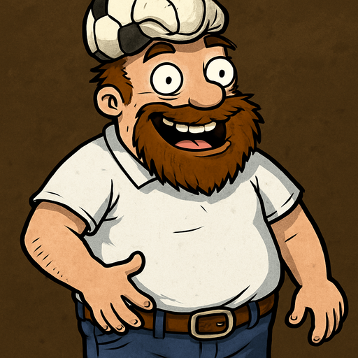 Crazy Dave del juego plantas vs zombies con cara alegre y con una pelota desinflada en la cabeza.
In-Game asset.  2d.  High contrast