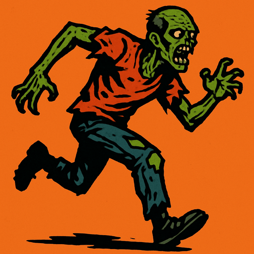 runner zombie.
In-Game asset.  2d.  High contrast.  No shadows