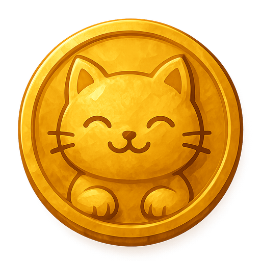 Golden coin with cute catface