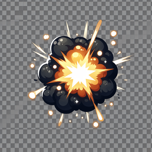 explosion VFX, transparent.
Single Game Texture.  In-Game asset.  2d.  Blank background.  High contrast.  No shadows