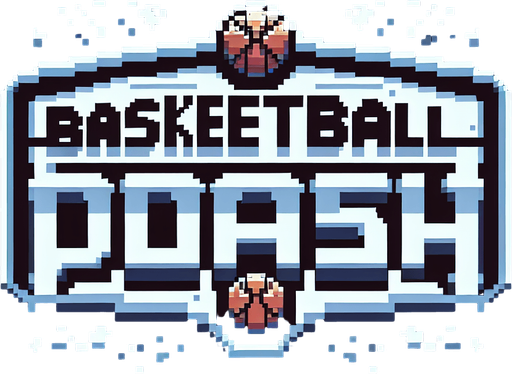 pixel art of a title screen logo with "Basketball DASH" written on it, no shadows..
Blank background. High contrast. No shadows.